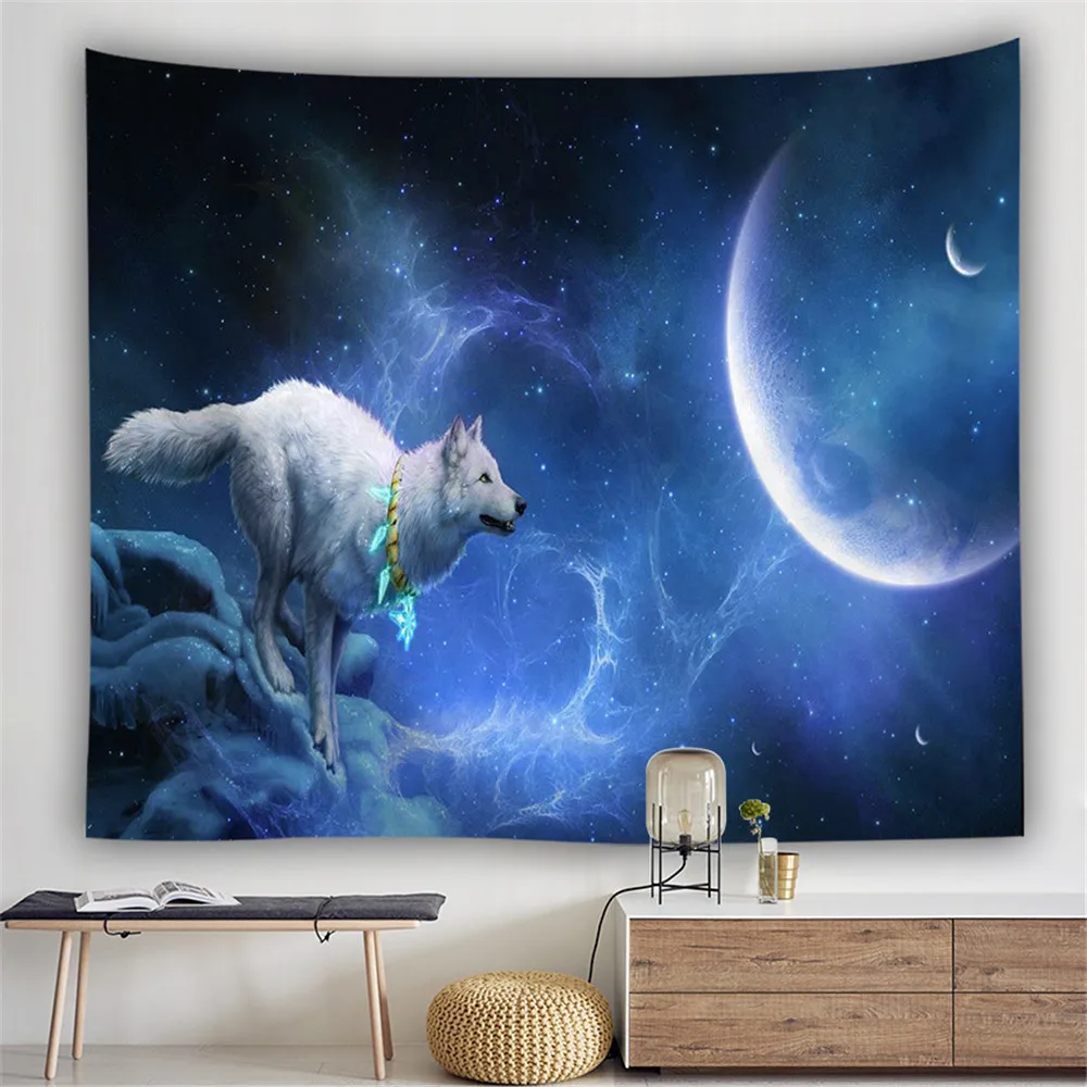 Большой многофункциональный гобелен 3D с волком декор для спальни Настенная
