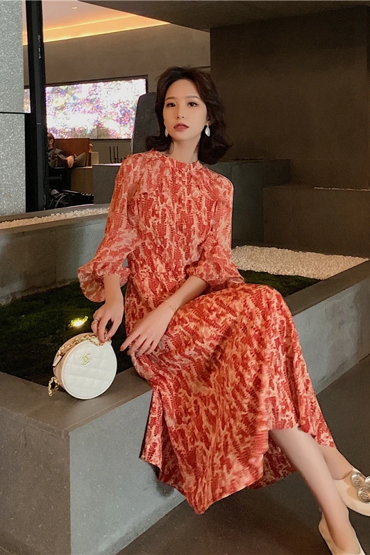 Женское винтажное платье миди с цветочным принтом элегантные вечерние платья