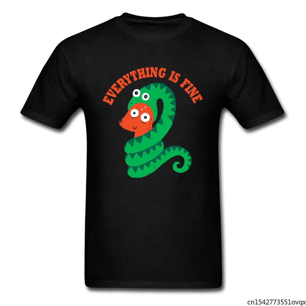 

Everything Is Fine Tops Men Tshirt Mole and Snake T Shirt Cartoon Clothes Funny Tale Unisex Tee