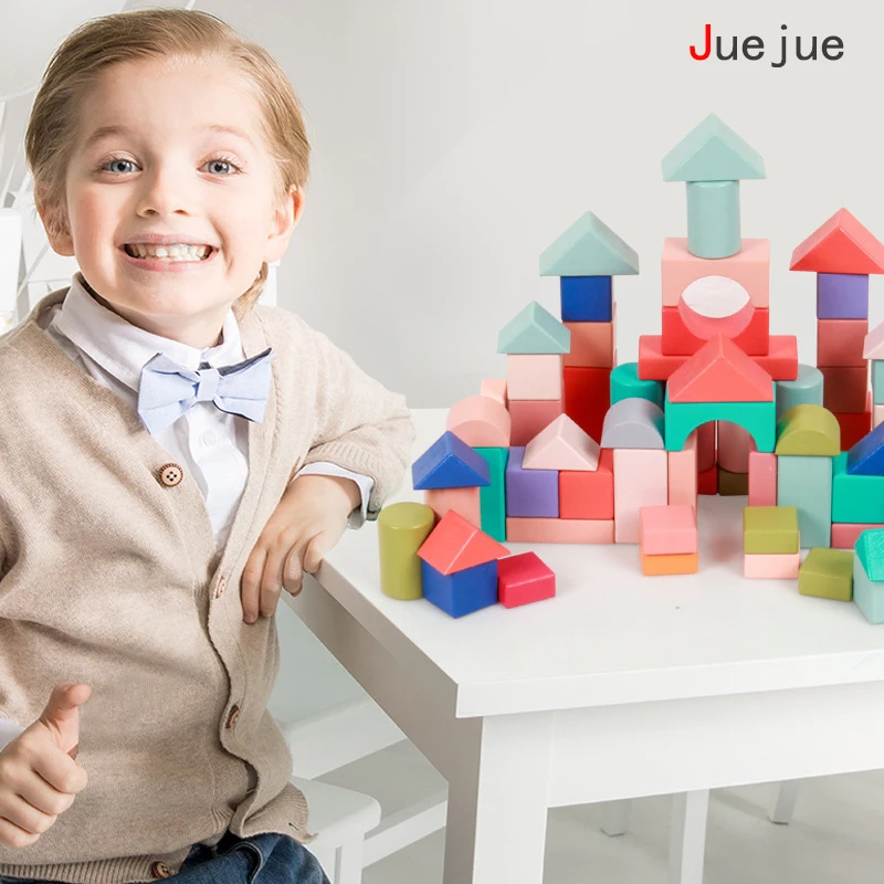 

Boy Girl DIY Building Blocks Montessori Kindergarten Education Assembling Blocks Toys Large Particles Wooden Beech Blocks Toys