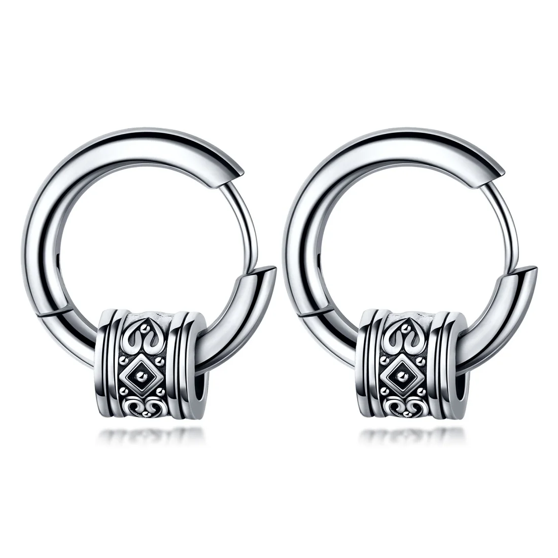 

FATE LOVE Unique Trendy Silver Color Stainless Steel Male Men Hoop Earrings Fashion Jewelry Boyfriend Gift New Arrival 2019