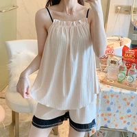 womens pajamas new 2021 camisole pajamas women summer sexy short sleeved shorts girl loose two piece suit