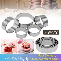 5pcsset round biscuit cutters stainless steel pastry dough cutter set round baking molds 5 sizes kitchen tools cookie mold