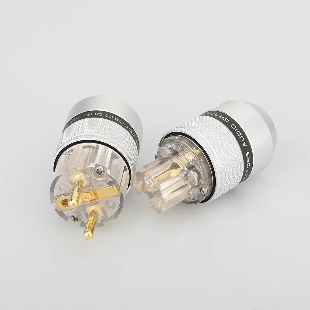 Аудио Алюминий 24K позолоченные Schuko EU разъем + IEC гнездовой разъем|iec female plug|female plugiec