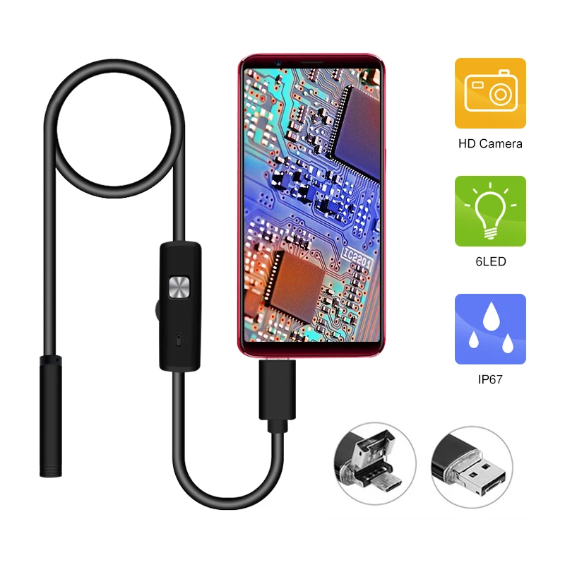 1 м 2 7 мм объектив в Android/PC 720P HD эндоскоп трубка водонепроницаемый Змеиный Бороскоп