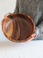 japanese style wooden tableware household and basin fruit plate salad bowl whole wooden soup bowl acacia wooden bowl