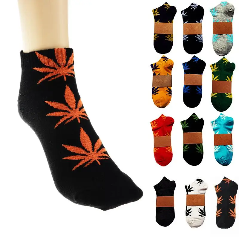 

1 Pairs Unisex Mens Women Healthy Weed Maple Leaf Short Ankles Sports Socks Hip-hop