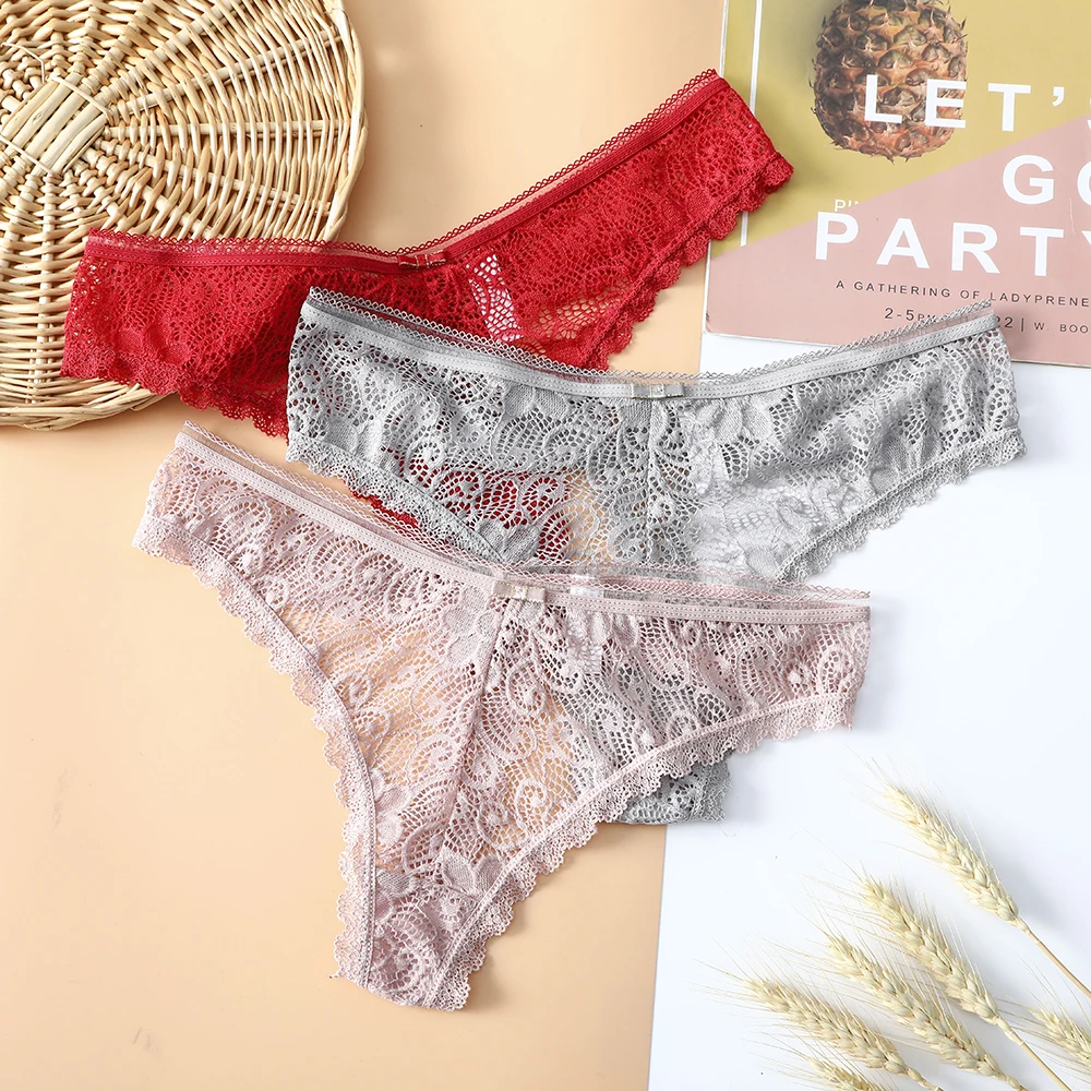 

2021 Lace Low-waist Panties Women Sexy G String Panties Femal Underwear T-back Thong Style Transparent Knickers Hot Sale