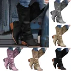 Женские сапоги с пряжкой, зимние теплые ботинки из искусственной кожи, до колена, #4, 2021