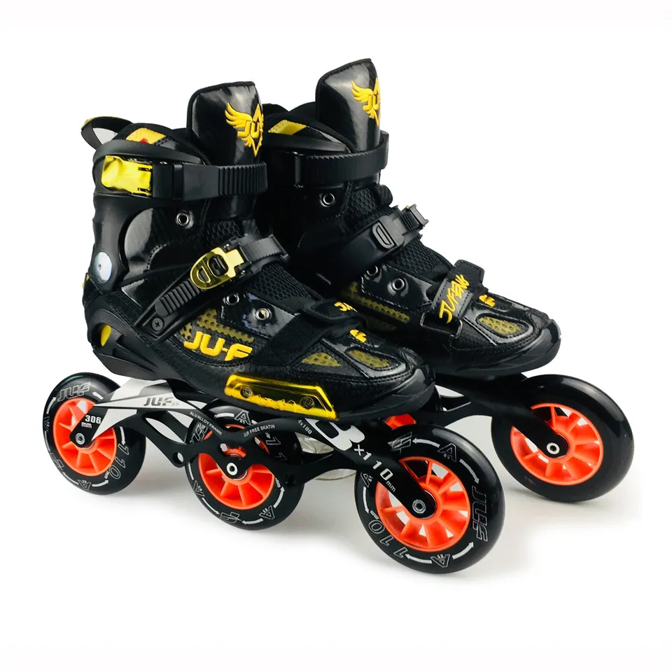 War Wolf скоростные коньки полу-solft Высокая Лодыжка роликовая обувь Inline Patines 3*110/4x100 мм шасси для уличных гонок катание F072