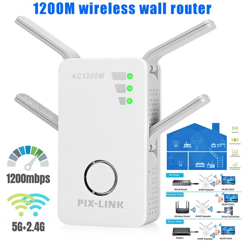 

Hot Sale 1200Mbps WiFi Extender Repeater Wireless Router Net Signal Booster Amplifier