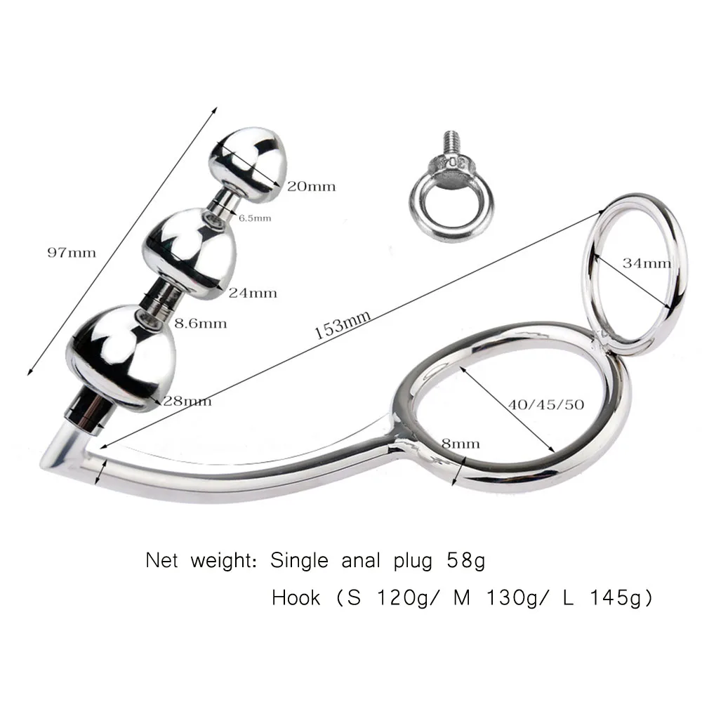 Анальная пробка 3 размера искусственный крючок массажер простаты из нержавеющей