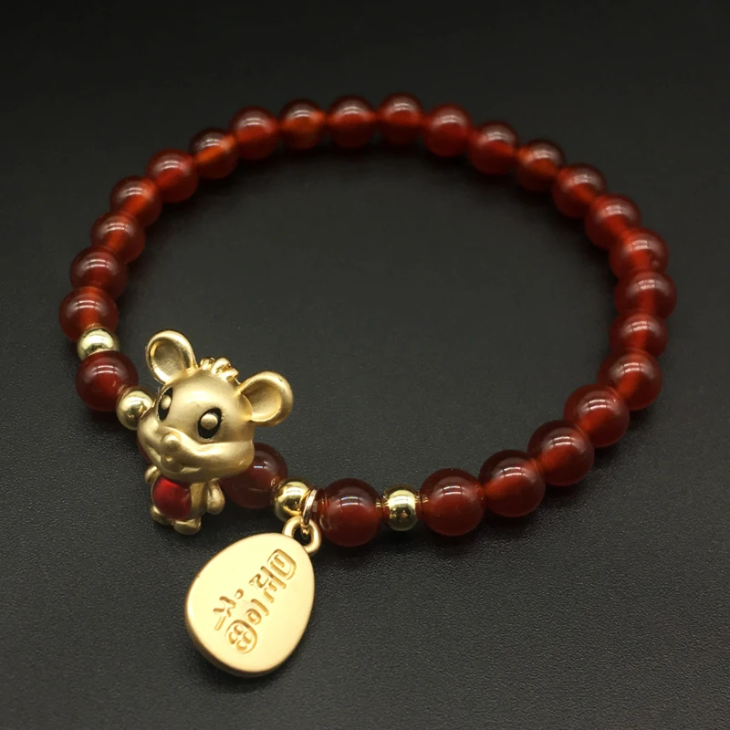Новинка 2020 китайский стиль Зодиак крысы красный агат браслеты для женщин день