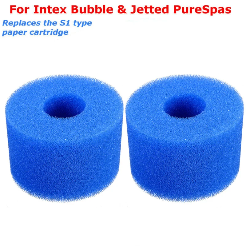 

2 Pcs Outdoor Foam Sponge Blue Reusable Paper Tub Washable Filters Replacement