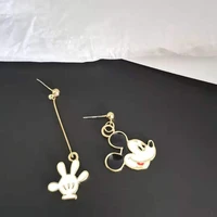 disney japanese cartoon mickey mickey mouse palm earrings soft cute girl cute asymmetric long earrings