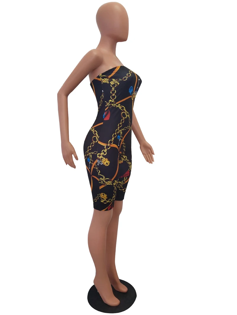 Женский комбинезон с золотой цепью PinePear без бретелек открытой спиной и принтом