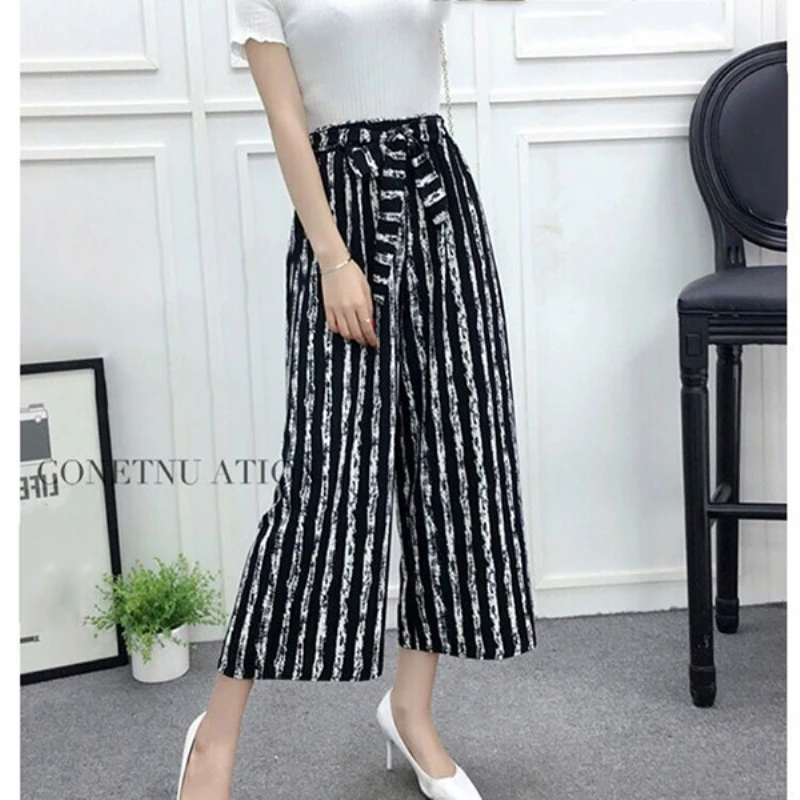 2020 новые модные женские широкие брюки с высокой талией повседневные летние