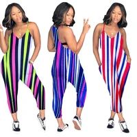 ar5800 europe and the united states 2021 sexy womens casual fashion color striped print suspender jumpsuit sexy jumpsuit