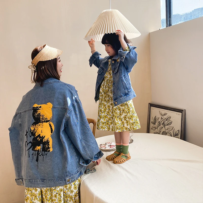

2021 New Cartoon Jacket Little Girl Fashionable Jeans Jacket for Girls Fall Clothes for Toddler Girls
