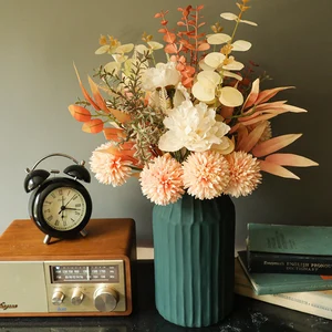 Искусственные цветы, розы, пионы, Осеннее украшение, букет невесты, винтажный искусственный цветок для свадьбы, украшение дома