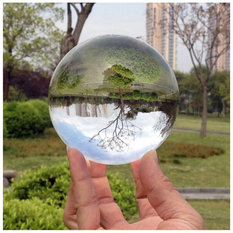 Crystal Glass  Ball With Metal Display Stand Clear Artificial Ball For Sphere Photography Home Decoration  Shooting Props Gift