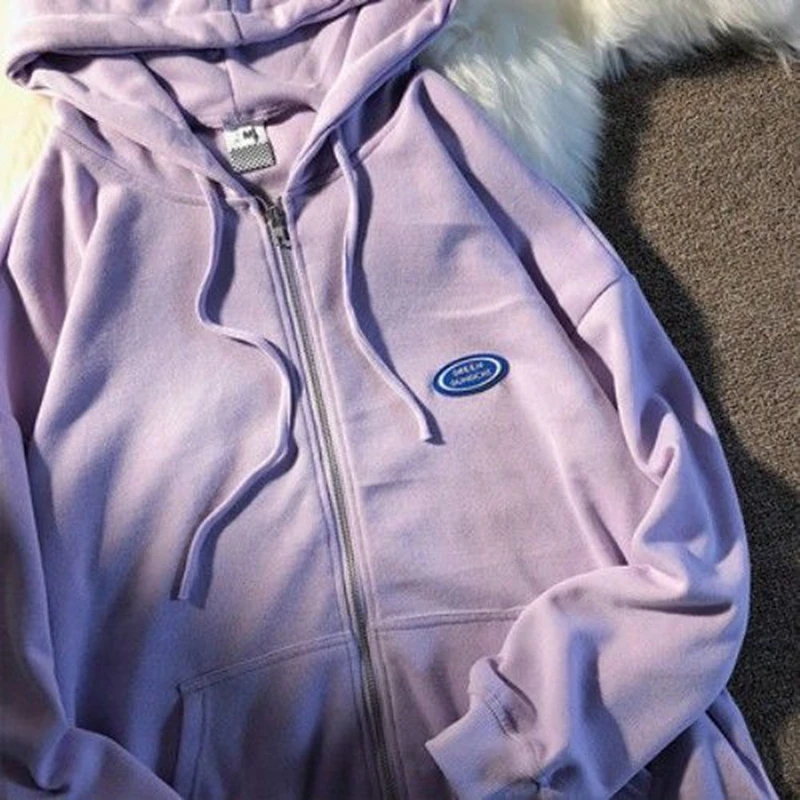 

Solid Color Long Sleeve Hoodie Sweetshirt Clothes Women Fashion Zip Up Cute Hoodies Autumn Winter Coat Loose Harajuku Top ins