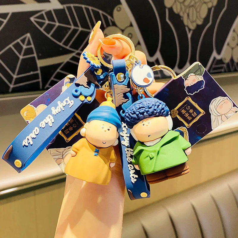 

2021 New Product Creative Cartoon Couples Doll Keychain Fashion School Bag Pendant Car Keychain Ring Jewelry Small Gift Cute