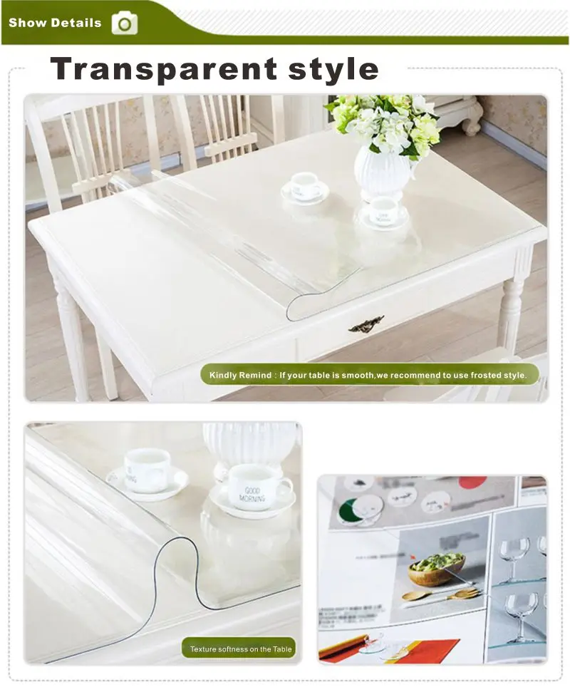 Прозрачная мягкая стеклянная скатерть с узором хризантемы прозрачная домашняя