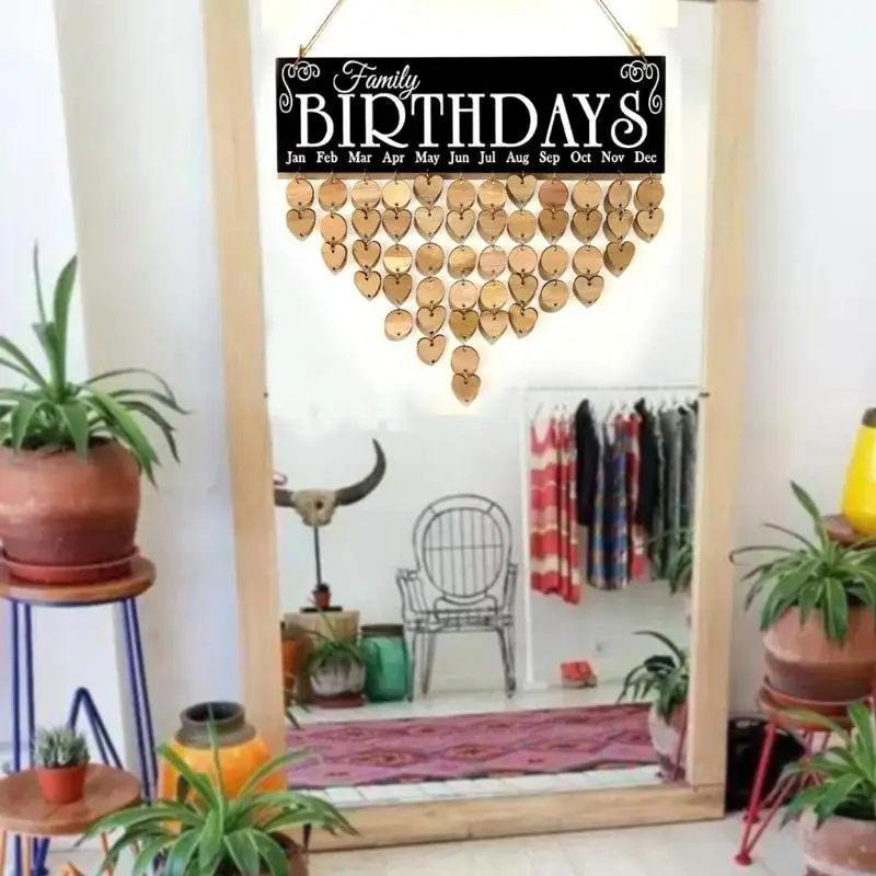 

Creative Wooden Birthday Reminder Board Creative Unique Family Decorative Listing Party Decor Home Decoration Accessories