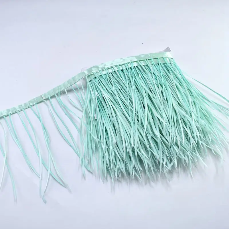 Mint Green 1 м кожа розовый гусиные перья отделка бахрома швейная одежда 6-" DIY натуральные волосы перья ленты вечерние свадебные украшения - Цвет: Mint Green