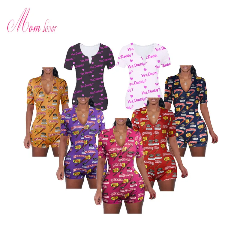 Adult Onesie yes daddy onesies Shorts sleeve backwoods onesie Sexy Rompers Pajamas For Women |