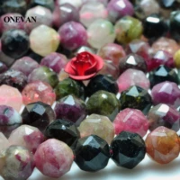 onevan natural colorful tourmaline diamond cutting faceted stone 6mm 8mm charm beads bracelet necklace jewelry making diy design