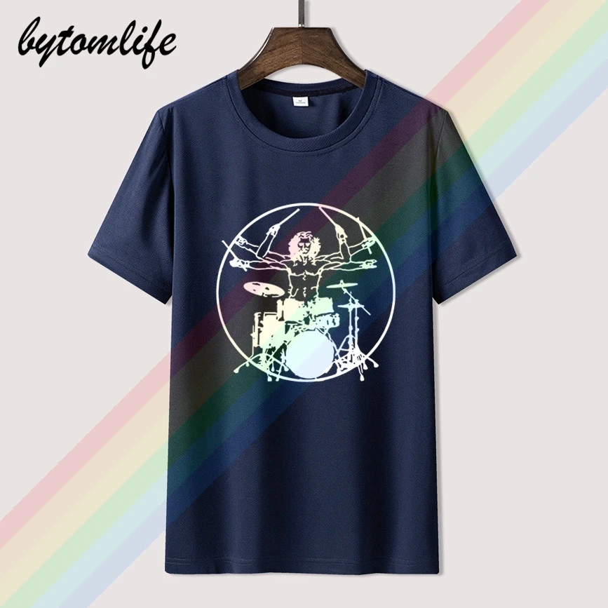 Да Винчи футболка с ударными рок-барабанщик Hombre Of Vitruvio Jugador Band футболки топы