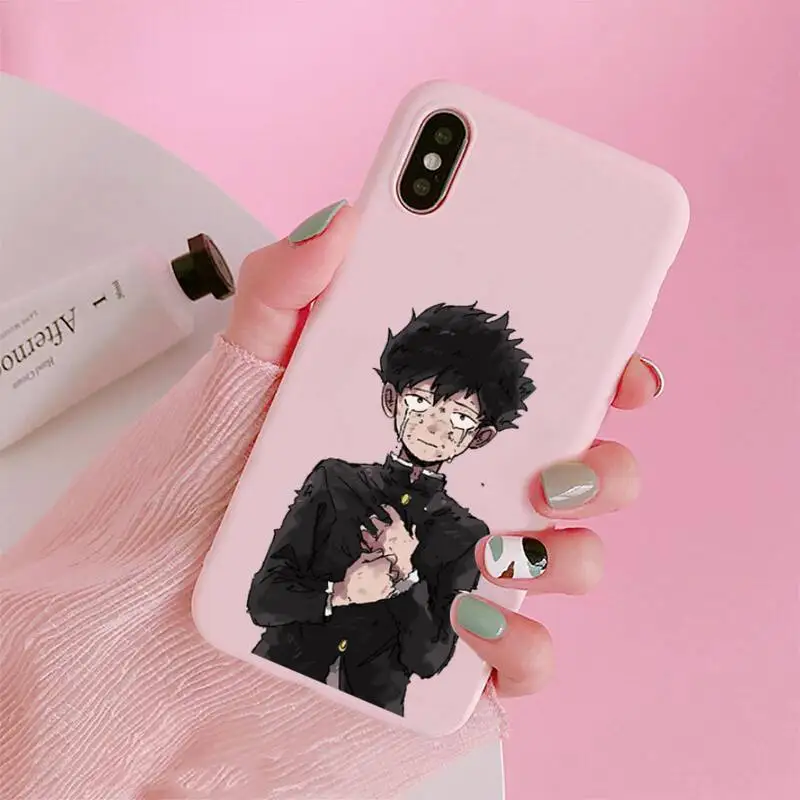 

Japan anime Mob Psycho 100 Phone Cases Candy Color for iPhone 6 7 8 11 12 s mini pro X XS XR MAX Plus