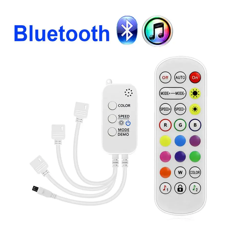 Bluetooth контроллер с 24 клавишами ИК-пульт для 12 В Светодиодная лента 5050 Светодиодный светильник Музыкальный Микрофон умное устройство для вечерние светильник s - изображение