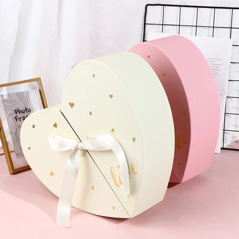 

1pcs Heart Shape Half-Opening Paper Gift Box Fresh Flower Box Packing Box 32.3x29x11cm