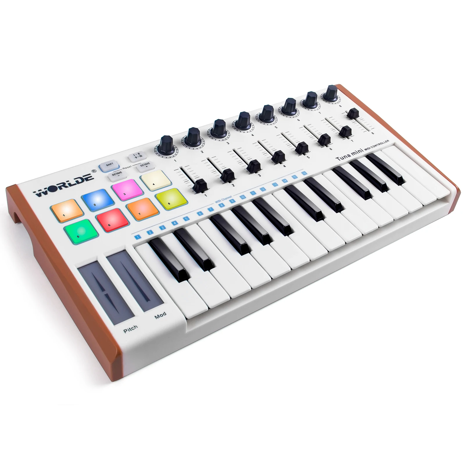 

25 Keys Mini MIDI Keyboard Controller Synthesizer Machine 8 Drum Pads Software
