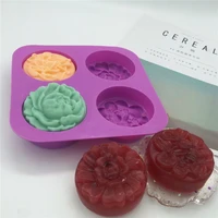 2pcsset 4 holes diy flower soap mold silicone handmade soap mold cake bread pastry baking form pudding jelly mould