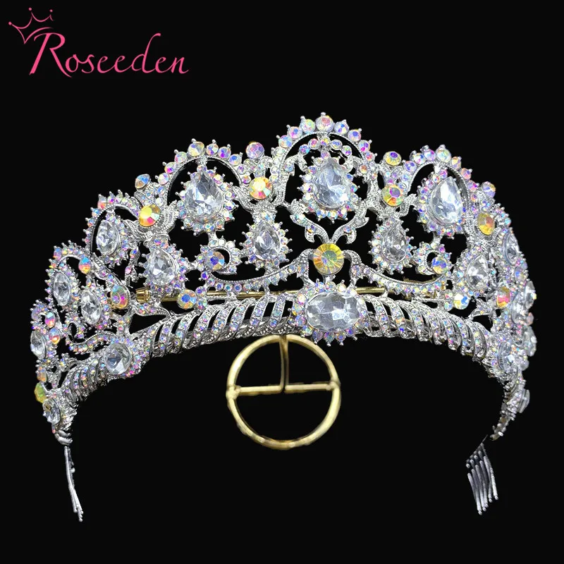 Изысканные камни AB свадебные тиары пышные короны из горного хрусталя аксессуары