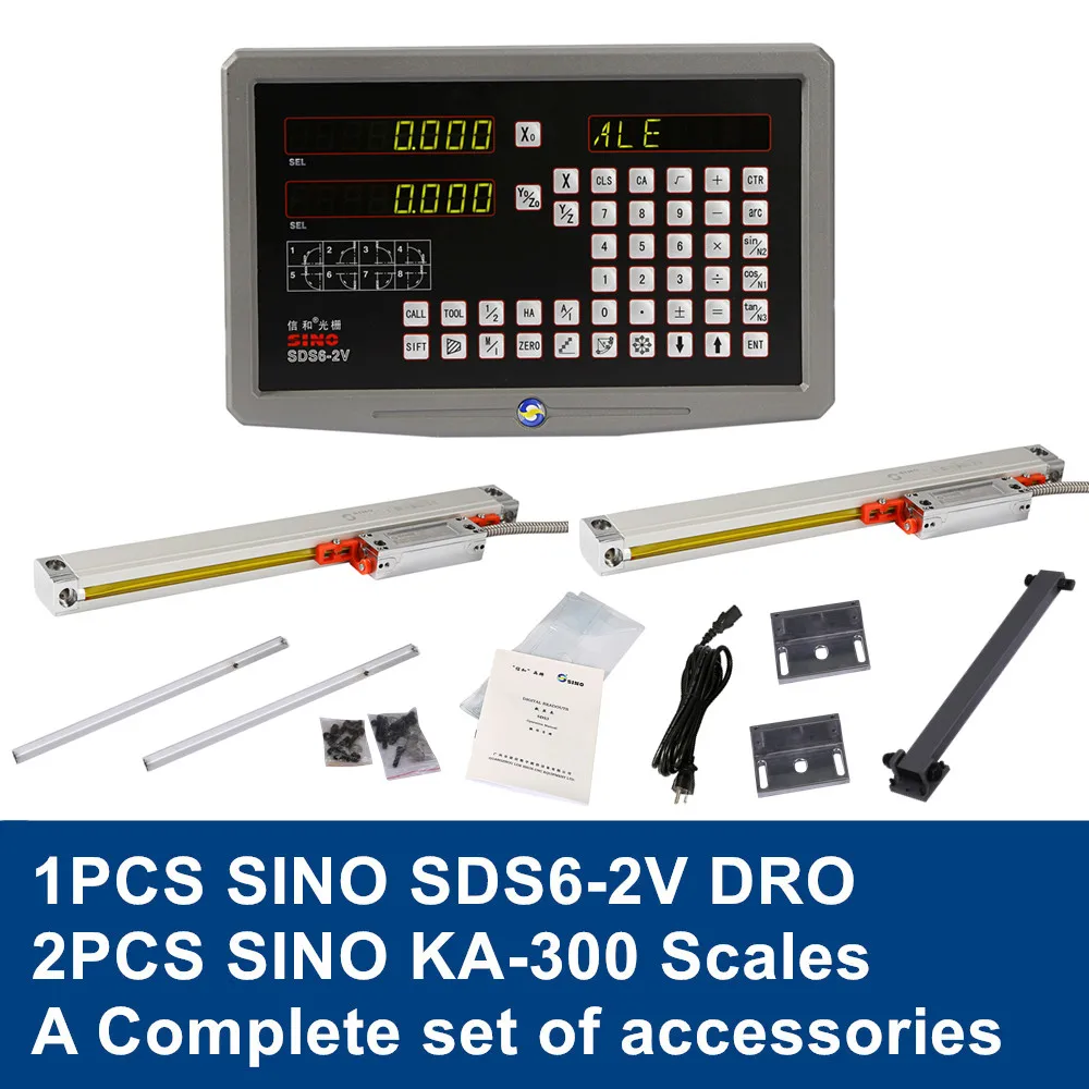 

Sino SDS6-2V Цифровой индикатор 2 оси с линейкой KA-300 и датчиком KA-500