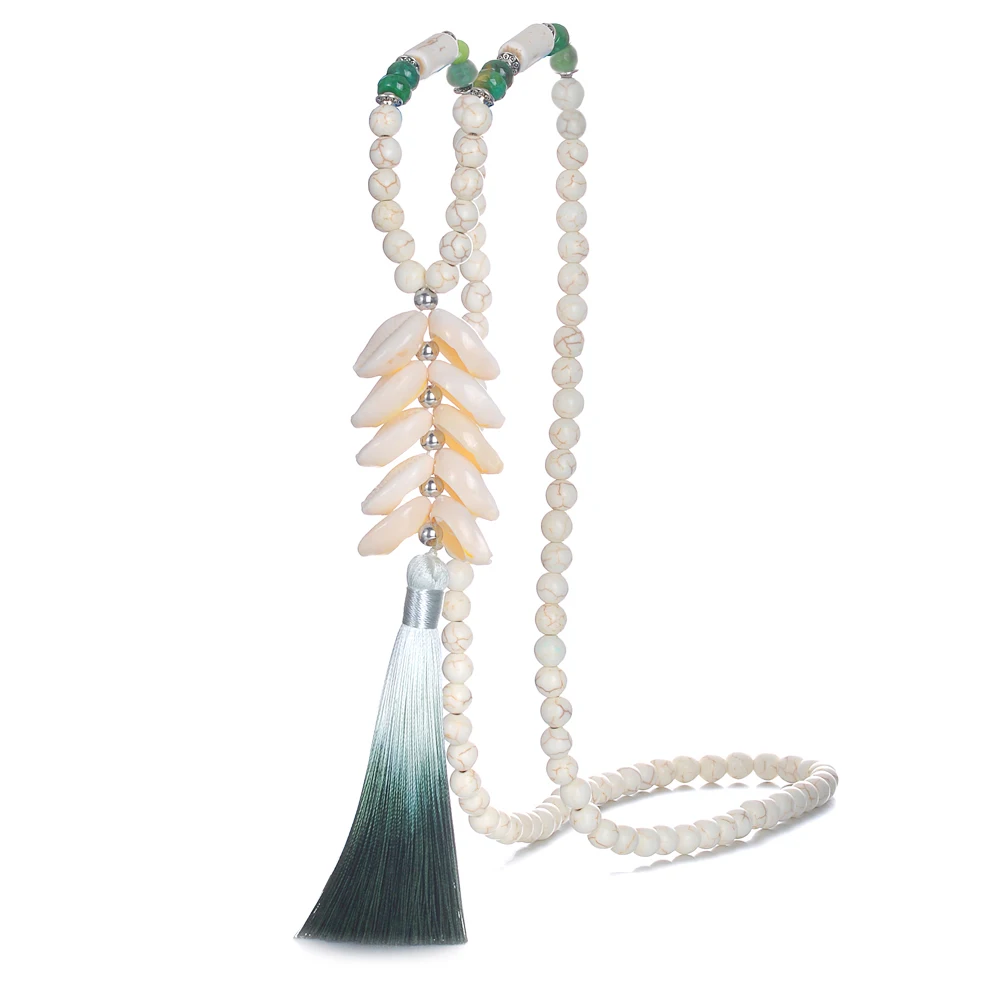 Элегантный корпус градиент рампы зеленый кисточкой ожерелье с натуральными