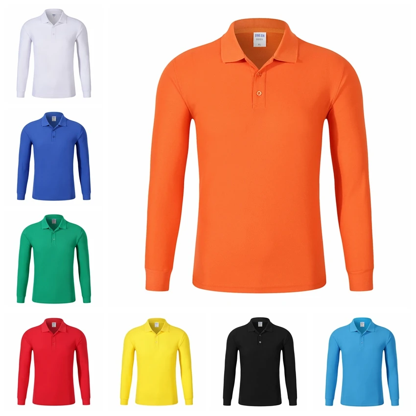 Осенние мужские рубашки поло хлопковые с длинным рукавом одноцветные толстовки