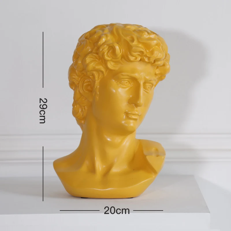 David Yellow VILEAD 19 см 46 см Смола гипсовая голова фигурки нордическая Morandi Давид Венера эскиз скульптура персонажа Искусство Декор Орнамент для дома - Цвет: David Yellow