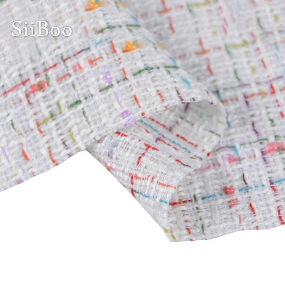 Разноцветная клетчатая тканая белая твидовая шерстяная ткань одежда для пальто