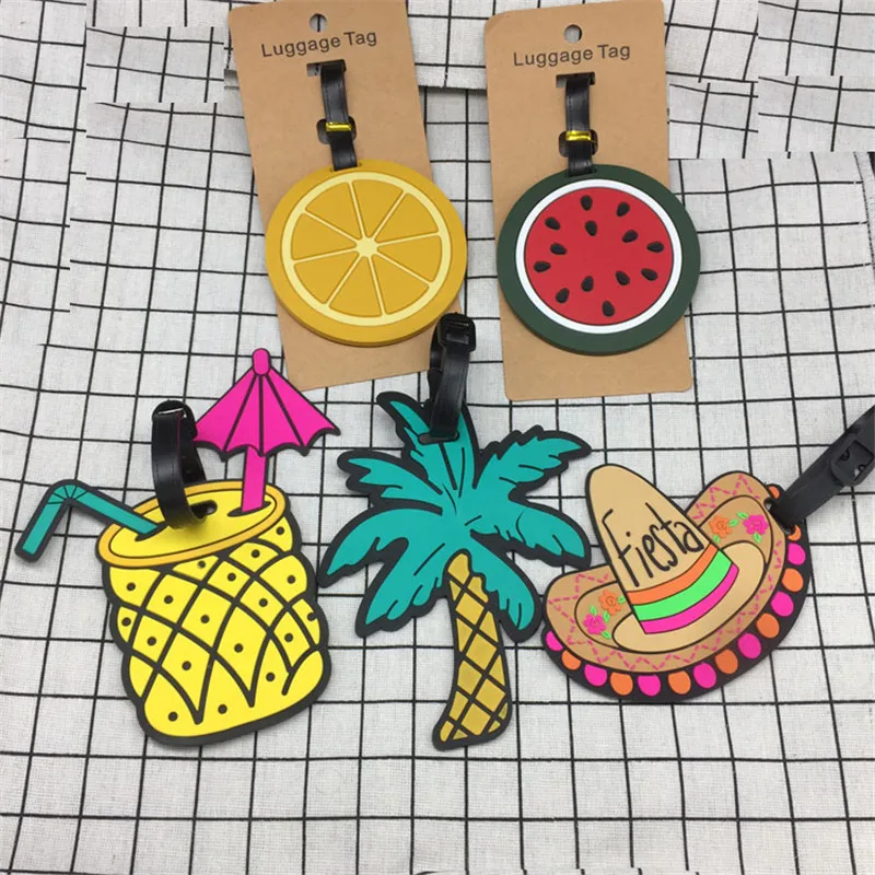 

Cartoon Coconut Tree Luggage Tags Baggage Boarding Silica Gel Suitcase ID Address Label Travel Accessories