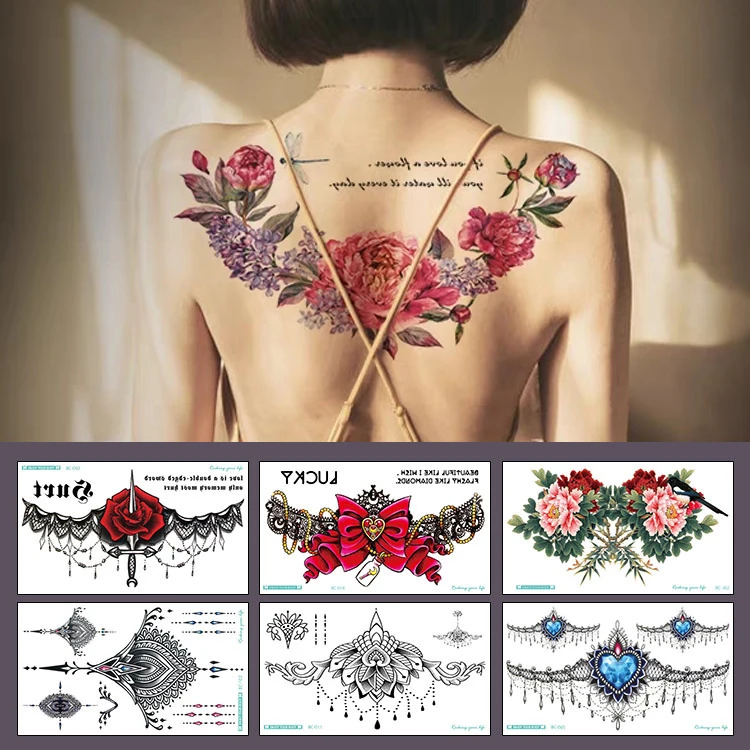 Водостойкая временная татуировка красочные цветы женская летняя пляжная мода