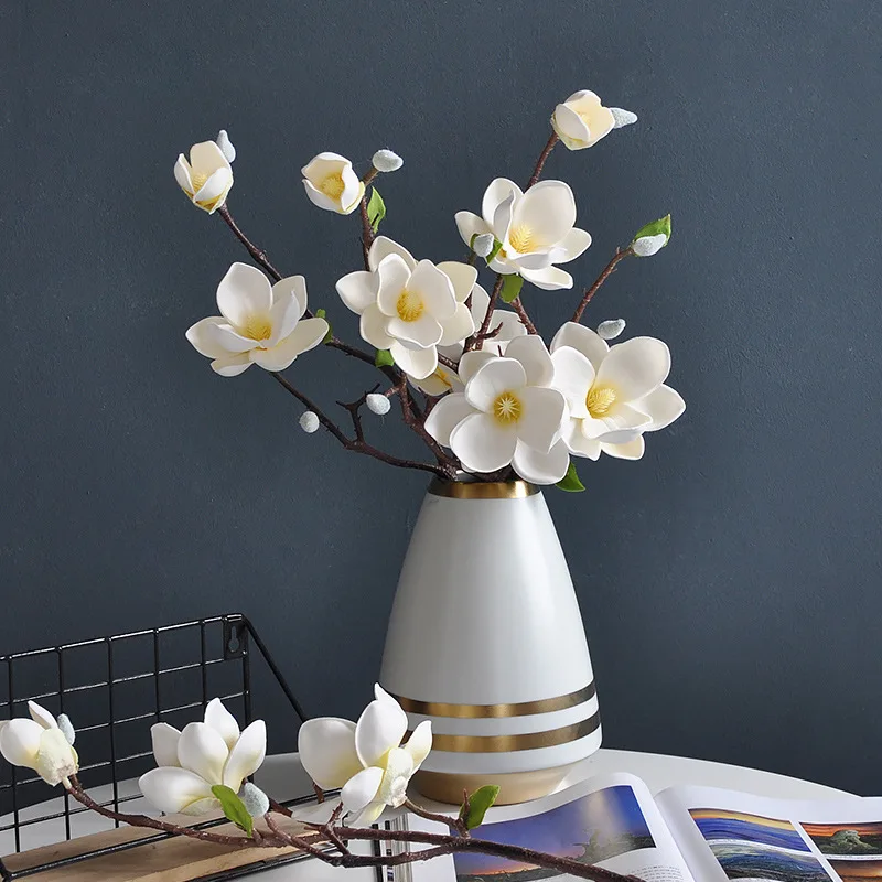 

Новый цветок магнолии EVA, искусственные цветы белого цвета, украшение для дома, Осенний цветок, искусственный цветок