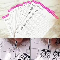 12pcs nail art practice lines drawing painting template learning book easy to clean can be reused manicure tools for beginner