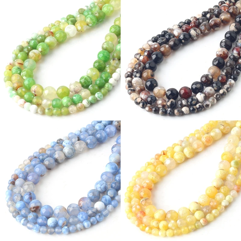 

Wholesale Green Fire Agates Round Loose Beads For Jewelry Making Natural Stone Bead Onyx Diy Necklace Bracelet Jewellery 6-10mm