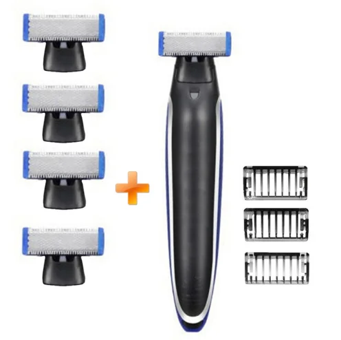 1 shaver 4 blades Электрический триммер мужской удалитель бороды Перезаряжаемый для бритья машина для очистки лица клипер бритва клипер устройство - Цвет: 1 shaver 4 blades